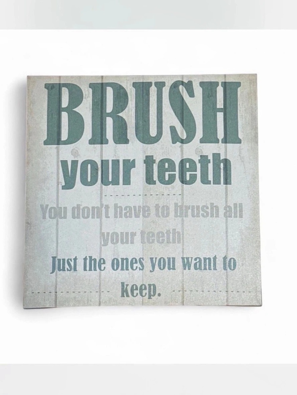 Brush Your Teeth Wall Sign in Gray & Blue